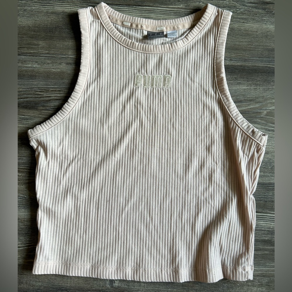 Puma light pink crop workout top